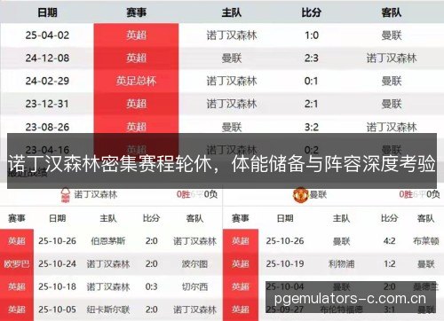 诺丁汉森林密集赛程轮休，体能储备与阵容深度考验